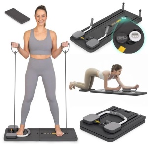Višenamjenska pilates reformer daska, sklopiva, sa LCD ekranom i ekspanzerima, ModernHome
