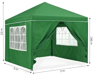 Baštenski šator/paviljon 3×3 m, automatski rasklopiv, sa 4 bočne stranice zeleni – MultiGarden - Img 8