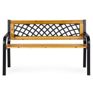 Drvena baštenska klupa sa rešetkastim naslonom 118×52 cm - MultiGarden - Img 3