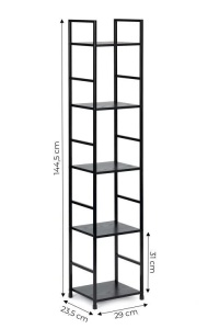 Drvena polica sa metalnim okvirom u LOFT stilu, 5 nivoa, crna- ModernHome - Img 7