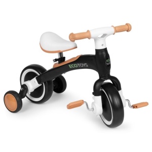 Ecotoys balans biciklo sa pedalama i pomoćnim točkovima 3u1 black - Img 3
