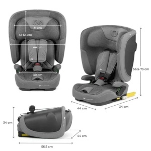 KINDERKRAFT AUTOSJEDIŠTE FIX2GO I-SIZE 76-150CM GREY - Img 2
