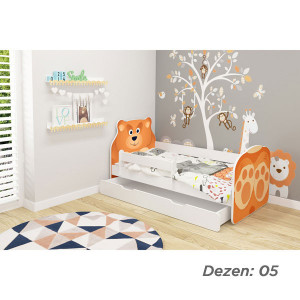 KREVET ZA DJECU ANIMALS 140x70cm SA DODATNOM FIOKOM WHITE ACMA VII - 05