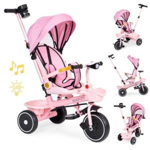 2u1 tricikl sa rotirajućim sjedištem i sklopivom tendom Pink, ECOTOYS