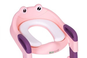 Adapter za wc šolju za djecu sa stepenikom, pink, ECOTOYS - Img 5