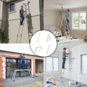 Aluminijumske višenamjenske merdevine 4x3, sa šarkama, sklopive, nosivost 150 kg, ModernHome - Img 3