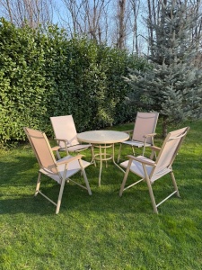 BAŠTENSKA GARNITURA SET 4 STOLICE + STO BEŽ BOLZZ - Img 3