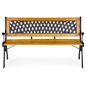 Drvena baštenska klupa sa rešetkastim naslonom 126×51 cm - MultiGarden - Img 2