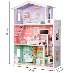 DRVENA KUĆICA ZA LUTKE SA LIFTOM - ECOTOYS CANDY RESIDENCE - Img 6