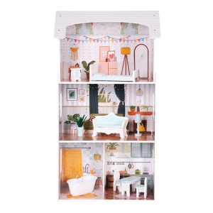 Kućica za lutke Alice na 3 sprata, 4 sobe, set sa 9 komada namještaja – ECOTOYS - Img 3