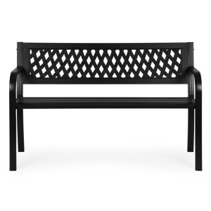 Metalna baštenska klupa 120×50 cm sa rešetkastim naslonom, crna - MultiGarden - Img 4