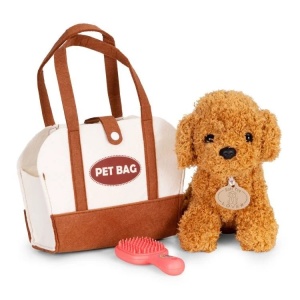 Plišana igračka za djecu, štene Brown Poodle, torba + četka za njegu - Img 2