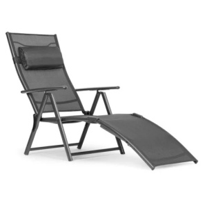 Sklopiva baštenska ležaljka za plažu sa podesivim naslonom i čeličnim ramom, Grey, MultiGarden - Img 3