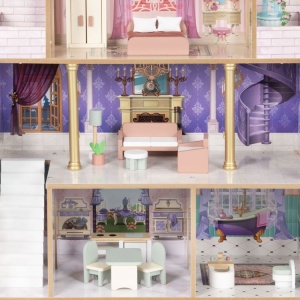 Drvena četvorospratna kućica za lutke Bella Castle, sa 15 komada namještaja – ECOTOYS - Img 7