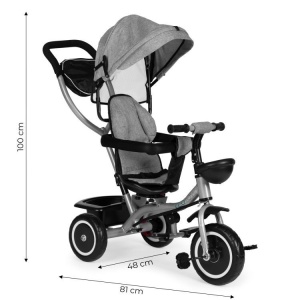 ECOTOYS 2U1 TRICIKL SA ROTIRAJUĆIM SJEDIŠTEM I SKLOPIVOM TENDOM GREY - Img 6