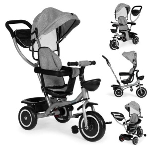 ECOTOYS 2U1 TRICIKL SA ROTIRAJUĆIM SJEDIŠTEM I SKLOPIVOM TENDOM GREY - Img 5