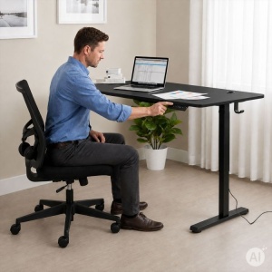 Električni radni sto 140 × 60 cm sa podesivom visinom 72–118 cm, crni – ModernHome - Img 8