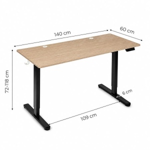 Električni radni sto 140 × 60 cm sa podesivom visinom 72–118 cm, svjetli hrast – ModernHome - Img 10