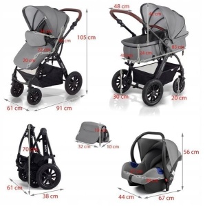 Kinderkraft MOOV dječija kolica 3 u 1 – Grey Melange - Img 8
