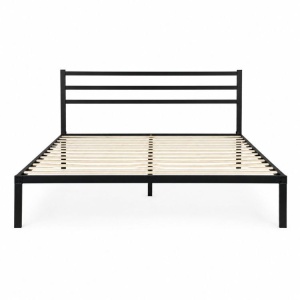 Krevet sa metalnim ramom 190 × 200 cm, podnicom i uzglavljem, crni – ModernHome - Img 4
