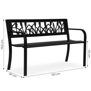 Metalna baštenska klupa 120×50 cm sa dekorativnim naslonom, crna - MultiGarden - Img 9