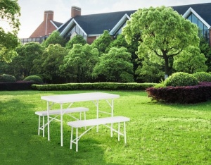 Sklopivi set 120 cm Sto sa 2 Klupe banquet – WHITE - Img 7