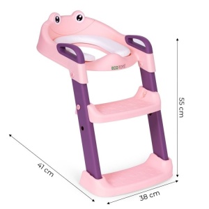 Adapter za wc šolju za djecu sa stepenikom, pink, ECOTOYS - Img 7