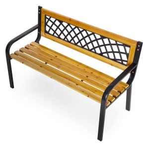 Drvena baštenska klupa sa rešetkastim naslonom 118×52 cm - MultiGarden - Img 5