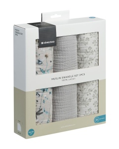 Kikka Boo Muslin set za povijanje 3 kom 100x100 cm Dreamy Fields Grey - Img 2