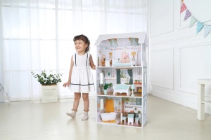 Kućica za lutke Alice na 3 sprata, 4 sobe, set sa 9 komada namještaja – ECOTOYS - Img 8