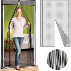 Magnetna zavjesa protiv insekata za vrata 80/90/100 × 210/220 cm, bijela - Img 2