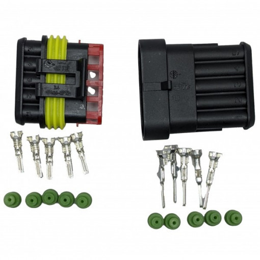 Conector AMP Superseal 5 pini (Tip: Tata 5 poli + pini + ganituri)