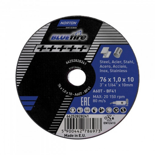 Norton disc taiere A60T-76x1.0x10-T41 NOR-Blue