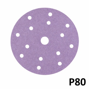 Disc abraziv SMIRDEX, ceramic P80, mov, 15 gauri, 150mm, suport de hartie, 740 Line