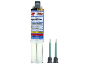 Adeziv STC pentru lipit plastic PUR 2K 5min, seringa dubla + 2 mixere 25g