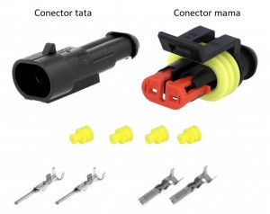 Conector AMP Superseal 2 pini (Tip: Tata 2 poli + pini + garnituri) - Img 3