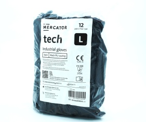 Manusi MERCATOR TECH pentru mecanici, negru, PU, marimea L, set 12 perechi