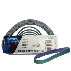 Banda abraziva NORTON pentru slefuire continua, granulatie P120, R929, 10x330mm, (10 bc/set)