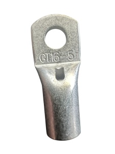GT16 - Papuc cupru electrolitic neizolat, cu gaura, pentru fir de 16mmp (Sectiune cablu / Ø gaura: 16mmp / Ø5)