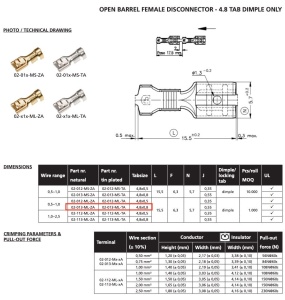 Papuc auto cupru, neizolat, mama, latime 4,8mm, pentru fir de 0,5-1,0mm2 - 100buc/set - Img 3