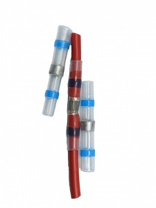 Conector termocontractabil cu inel de cositor, albastru, 2,5mmp - 50buc/set - Img 3