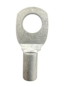 GT6 - Papuc cupru electrolitic neizolat, cu gaura, pentru fir de 6mmp (Sectiune cablu / Ø gaura: 6mmp / Ø8)