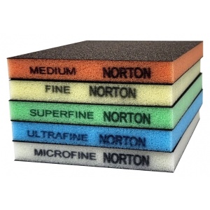 Pad NORTON din burete abraziv, Microfin, cu doua fete, 123*98*12.5 alb - Img 3