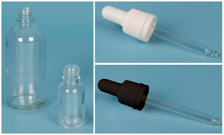 sticla transparenta cu pipeta 30 ml