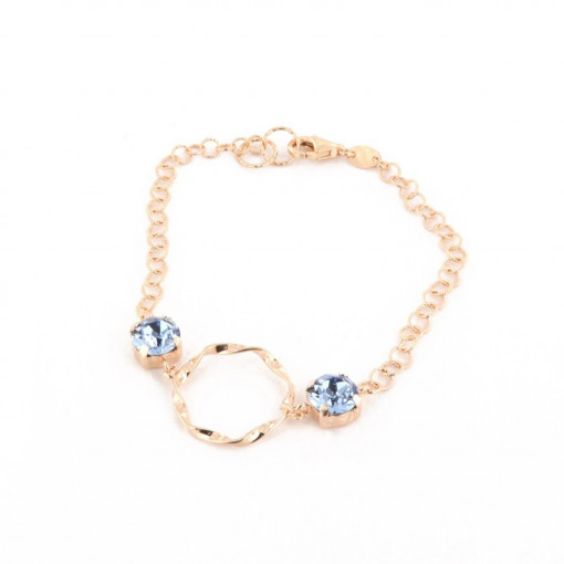 BRATARA DIN ARGINT 925 PLACATA CU AUR ROZ 18 KT SI CRISTALE SWAROVSKI