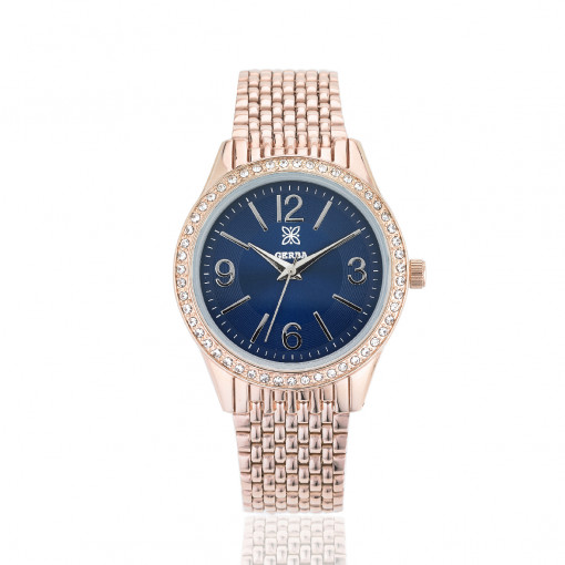 Ceas dama Gerba cadran bleumarin si otel inoxidabil rose