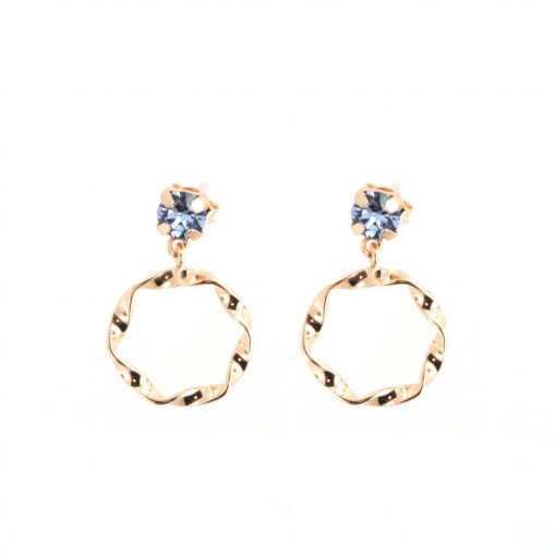 Cercei din argint 925, placati cu aur roz 18k si cristale Swarovski