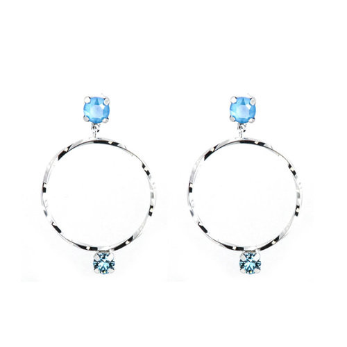 Cercei rotunzi din argint 925 cu cristale swarovski aqua