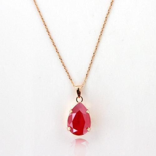 Colier placat cu Aur 18k si cristal Swarovski rosu