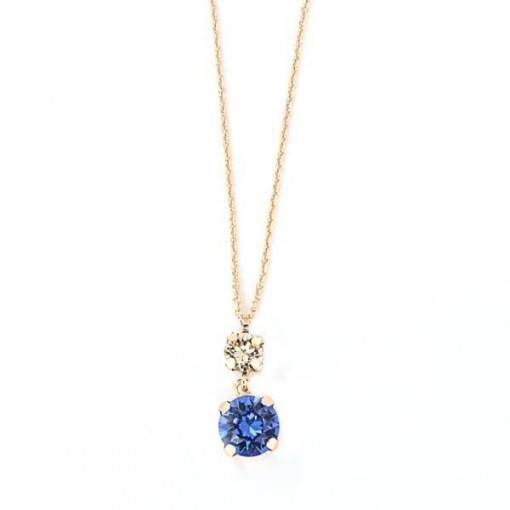 Colier placat cu aur roz cu cristale Swarovski bicolore